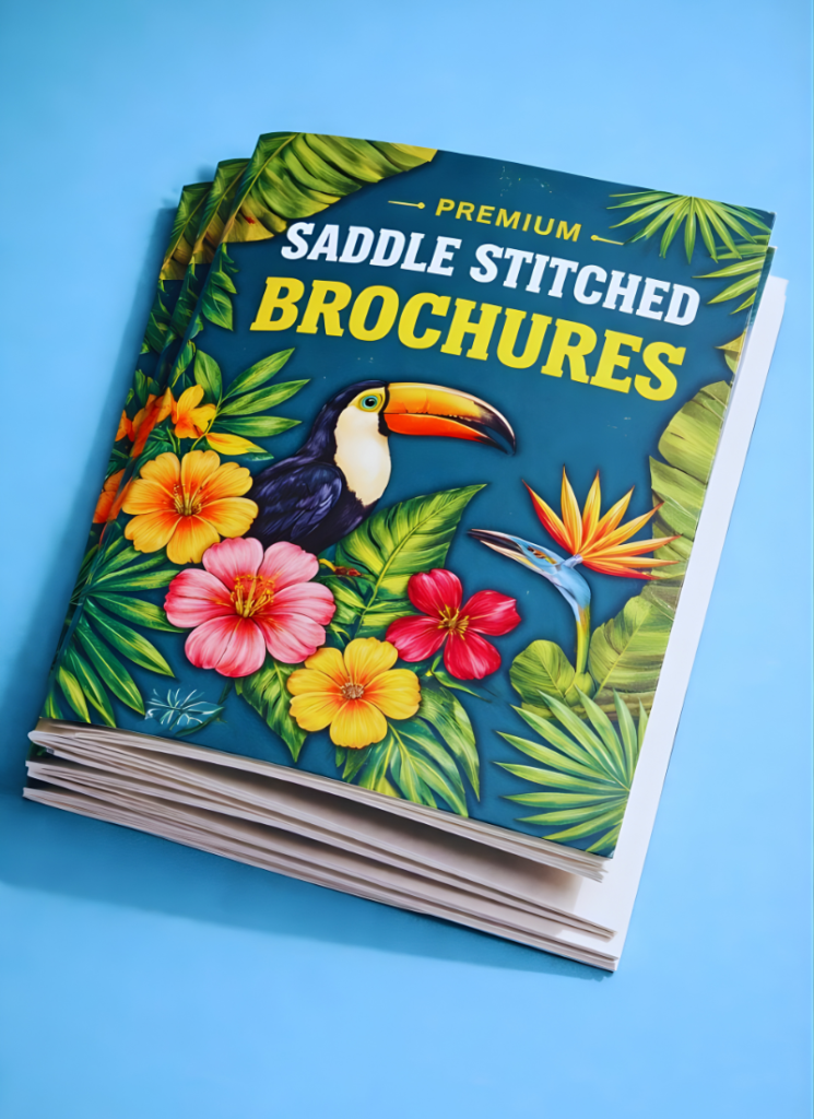 a5 stapled brochures, saddle stitched brochures